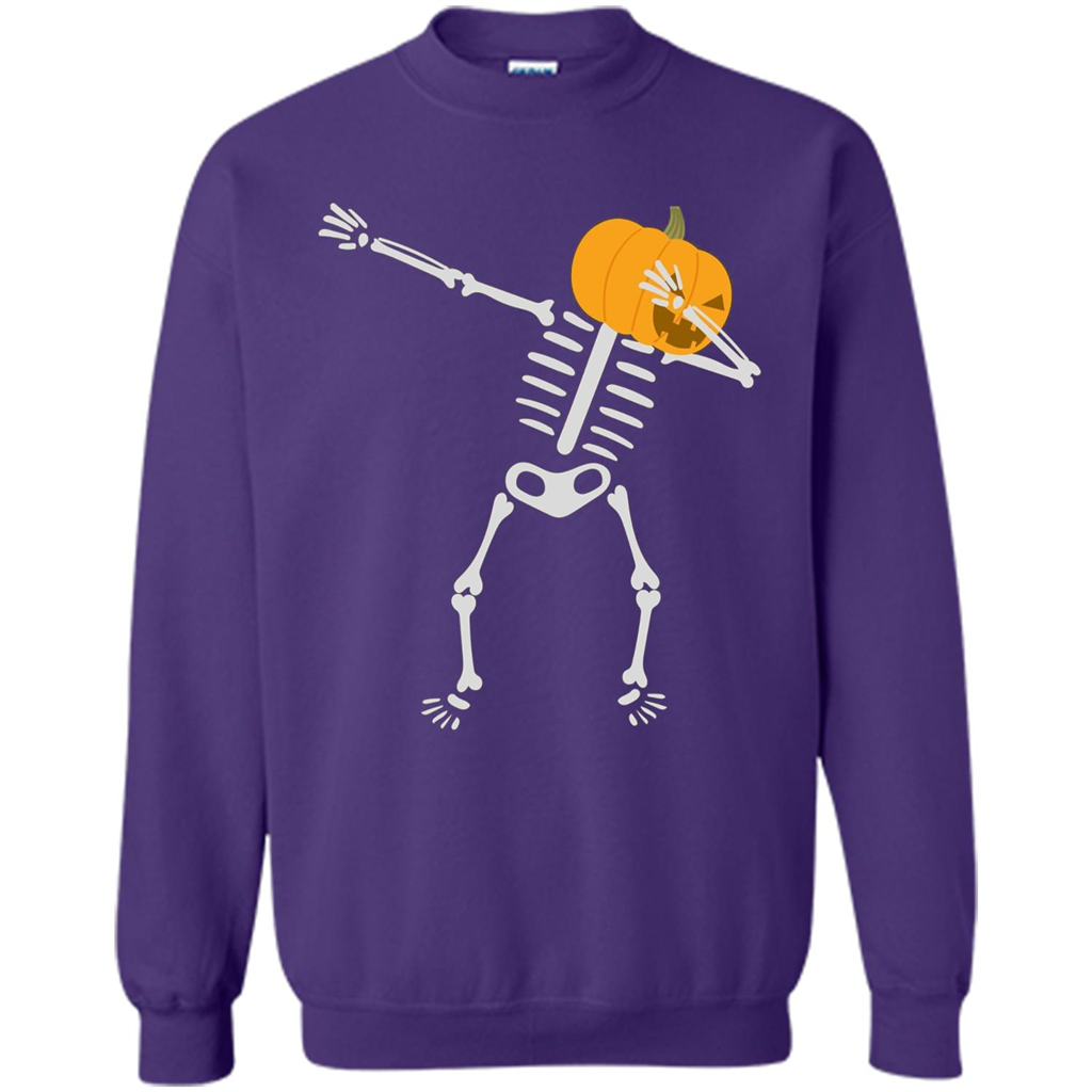 Dabbing Skeleton T-shirt Pumpkin Funny Halloween T-shirt Orange