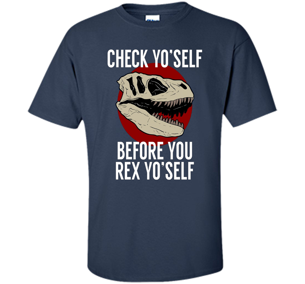 Dinosaur T-shirt Check Yo'Self Before You Rex Yo'Self T-shirt Navy