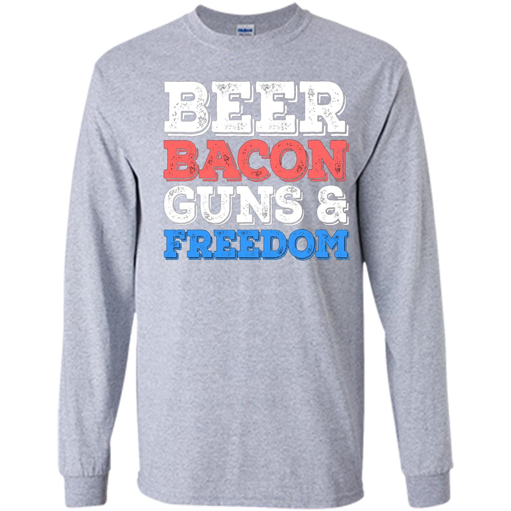 Beer Bacon Guns And Freedom T-Shirt Fourth of July Gift Sport Grey