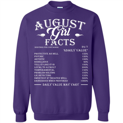 August Girl Facts T-shirt Purple