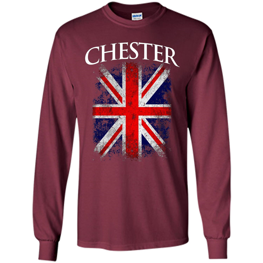 Chester England British Flag T-shirt Maroon
