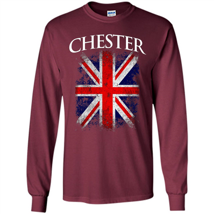 Chester England British Flag T-shirt Maroon