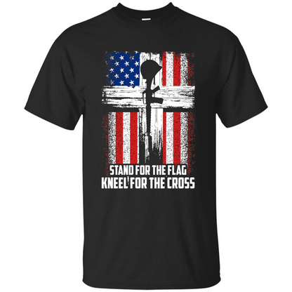 Military T-shirt Stand For The Flag Kneel For The Cross T-Shirt Black
