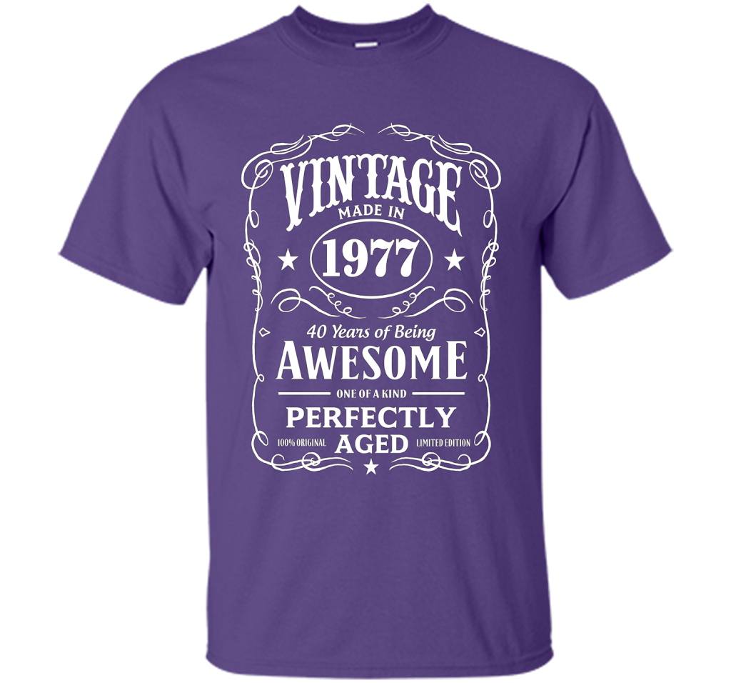 Vintage Made In 1977 Birthday Gift T-Shirt shirt Purple