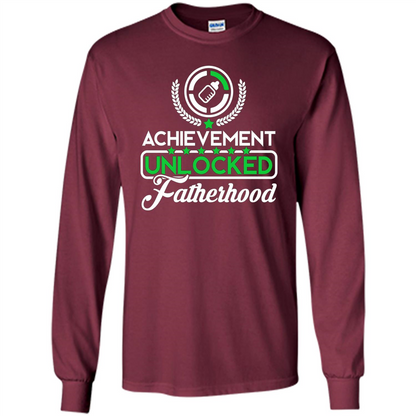 First Father's Day T-shirt Achievement Unlocked Fatherhood Maroon