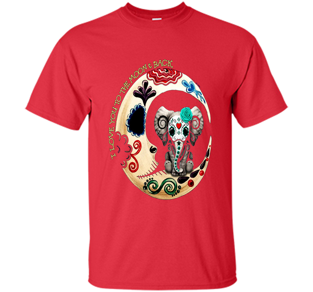 Elephant I Love You To The Moon Back T-shirt Red