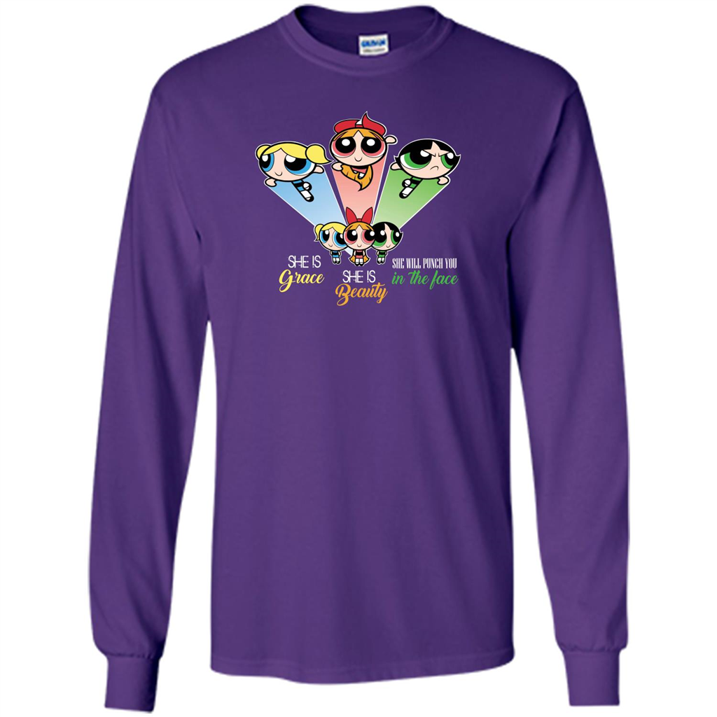Powerpuff Girls T-shirt She Is Beauty She Is Grace T-shirt Purple