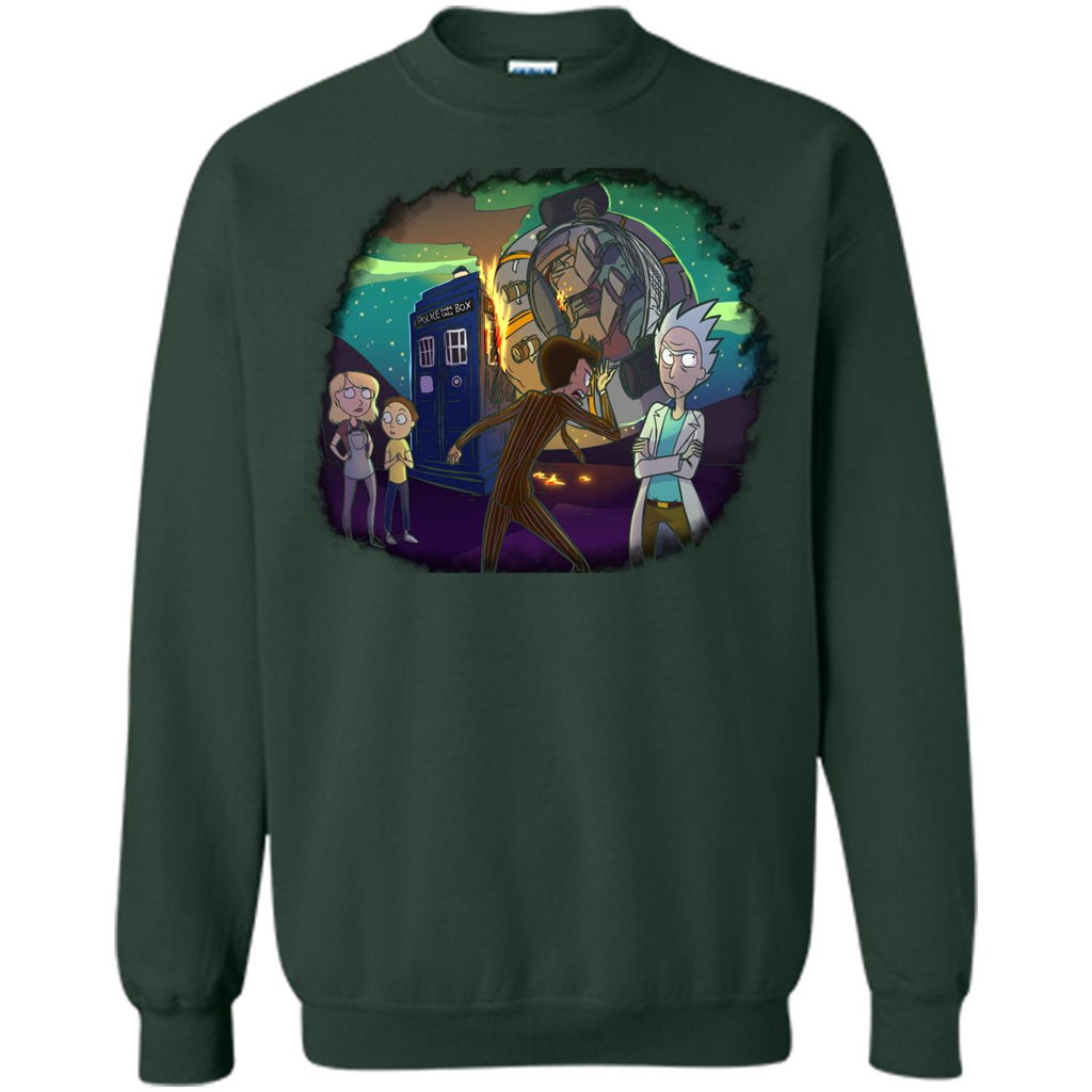 Doctorwho Vs Rick And Morty T-shirt Forest Green