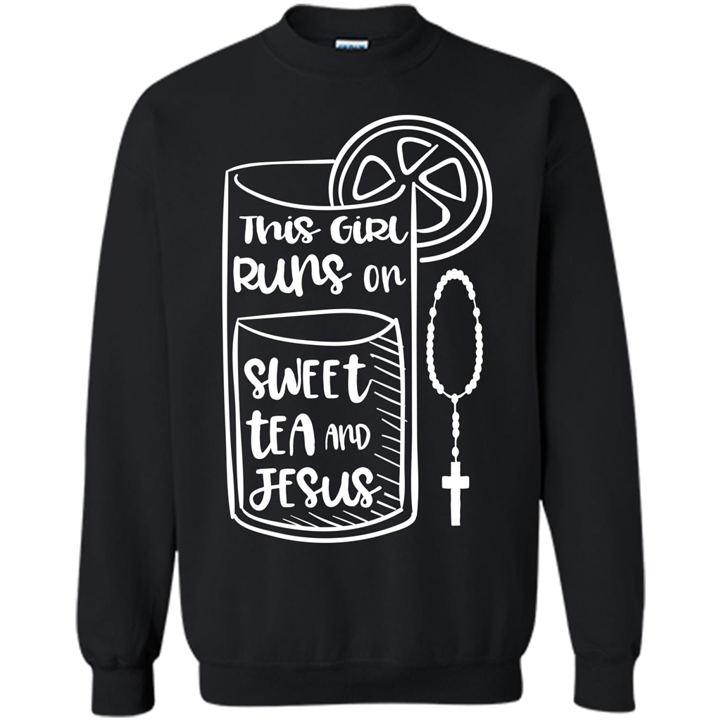 Christian T-shirt This Girl Runs on Sweet Tea and Jesus T-shirt Black