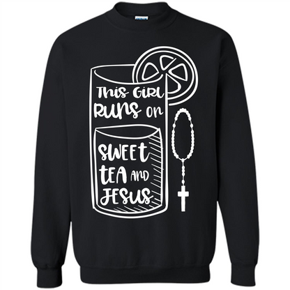 Christian T-shirt This Girl Runs on Sweet Tea and Jesus T-shirt Black