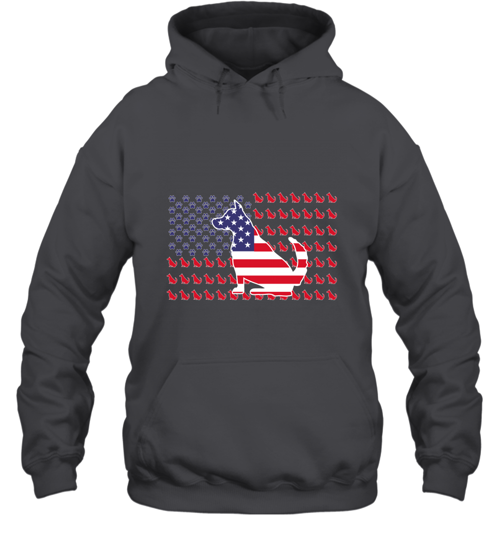 American Flag Dogs Lovers Shirt Hoodie Dark Heather