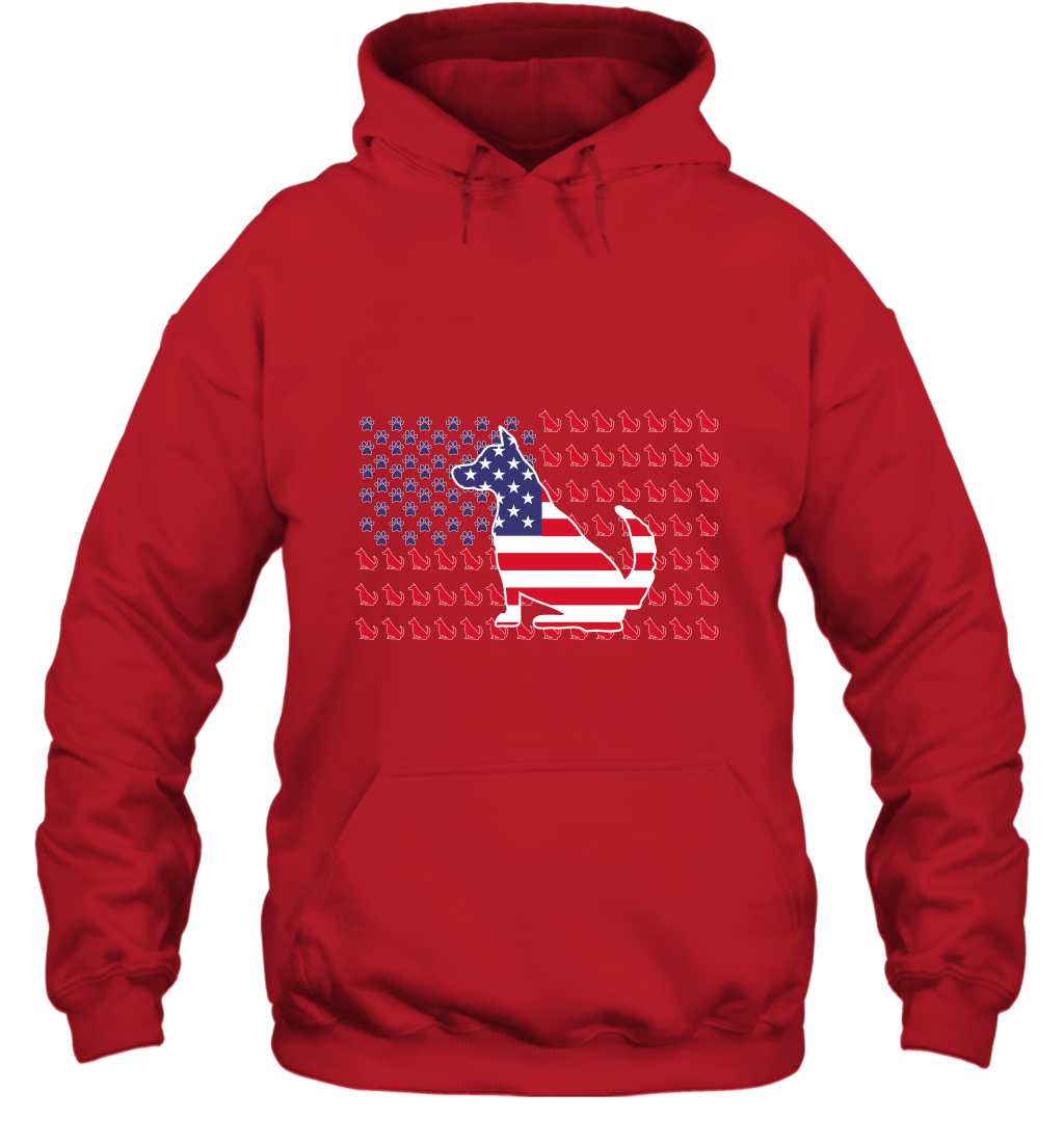 American Flag Dogs Lovers Shirt Hoodie Red