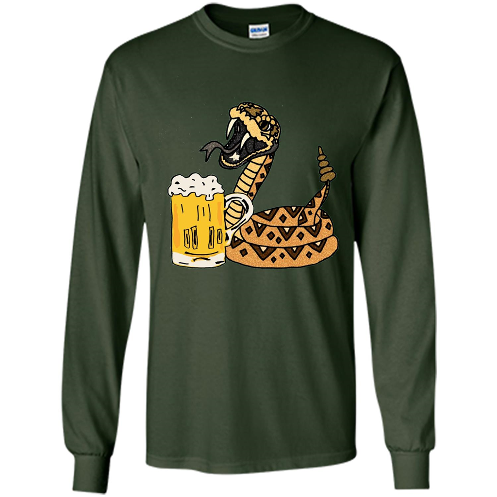 Smiletodaytees Funny Rattlesnake Drinking Beer T-shirt Forest Green