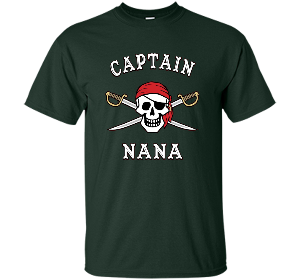 Captain Nana Funny Pirate T-shirt cool shirt Forest Green