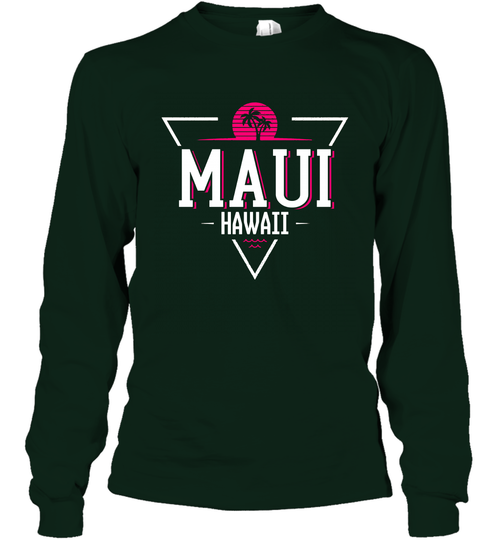 Maui Hawaii Summer Shirt Long Sleeve T-Shirt Long Sleeve T-Shirt Forest Green