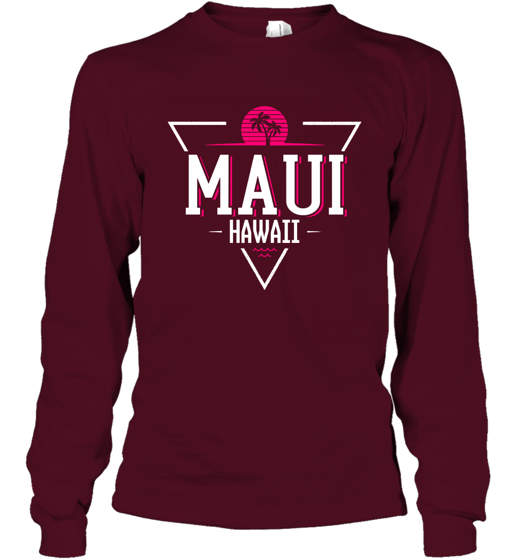 Maui Hawaii Summer Shirt Long Sleeve T-Shirt Long Sleeve T-Shirt Maroon