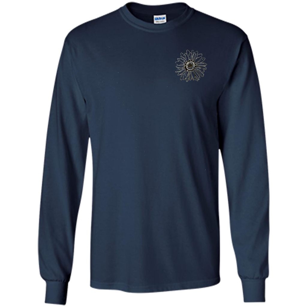 Daisy Flower Sketch Art T-shirt Navy
