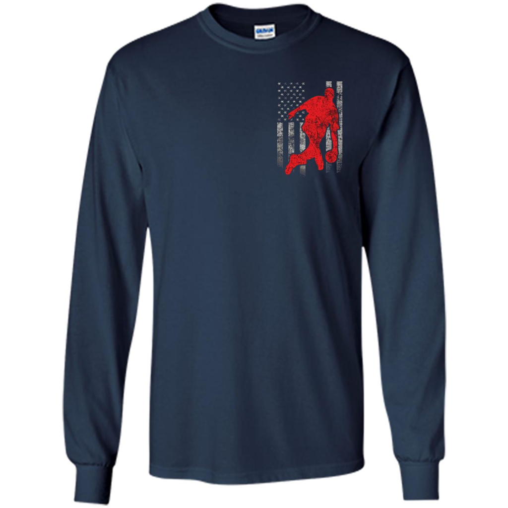 Bowling Man T-shirt - American Flag Bowling T-shirt Navy
