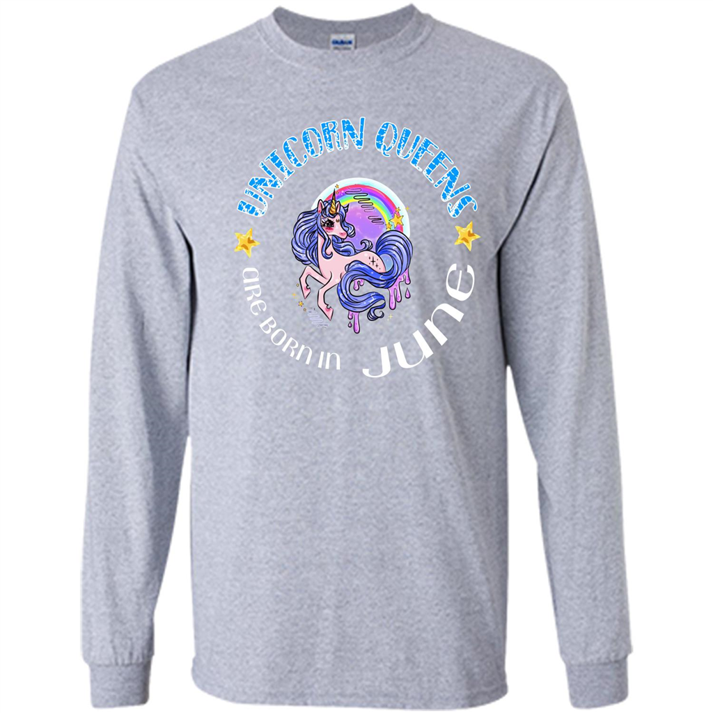 June Unircorn T-shirt Unicorn Queens Are Born June Sport Grey