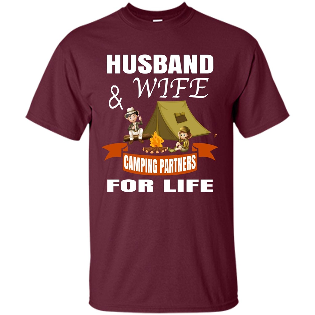 Camping Family T-shirt Husband And Wife Camping Partners For LIfe Maroon
