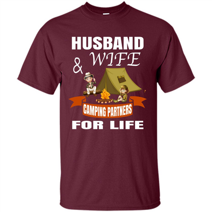 Camping Family T-shirt Husband And Wife Camping Partners For LIfe Maroon