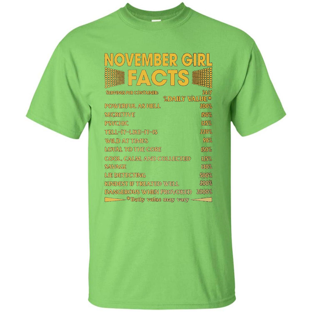 November Girl Facts T-shirt Birthday Gift T-shirt Lime