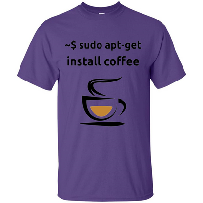 Sudo Apt-Get Install Coffee T-shirt Purple