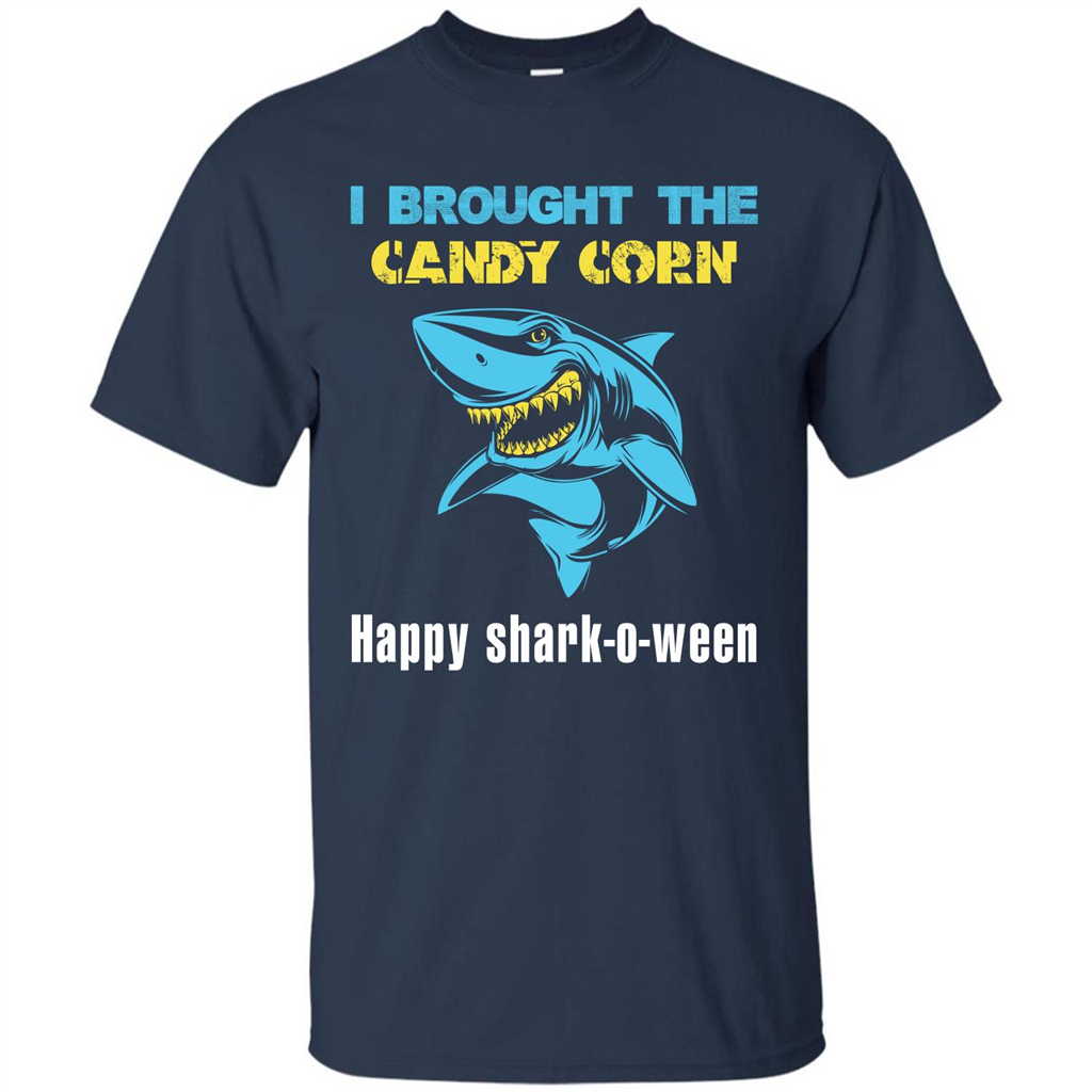 Shark T-shirt I Brought The Candy Corn Happy Shark-o-ween T-shirt Navy