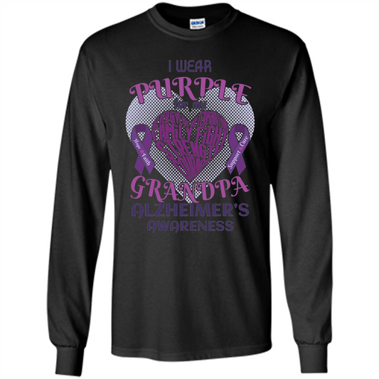 I Wear Purple For My Grandpa Alzheimer's Awareness T-Shirt Black