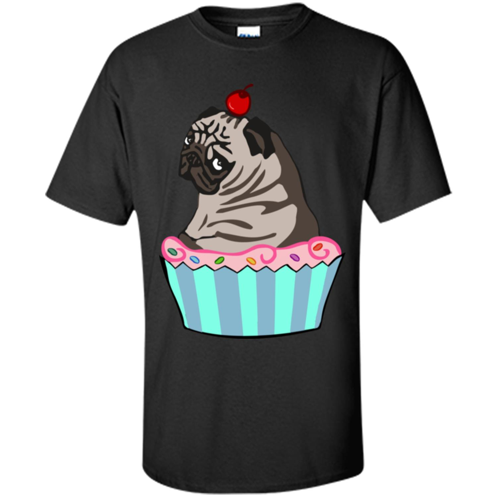 Love Dog T-Shirt Pug Cake Black