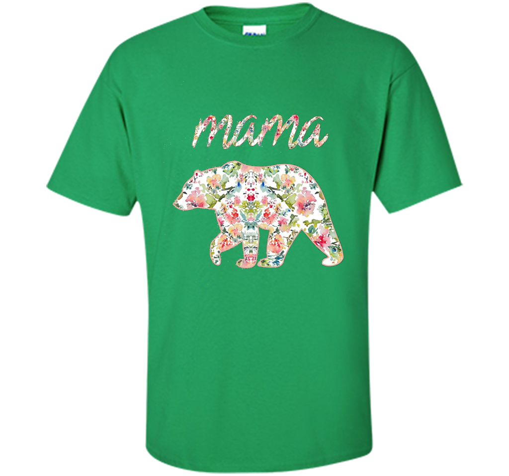 Mama Bear Floral Tee, Mom Graphic T-Shirt, Matching Family shirt Irish Green