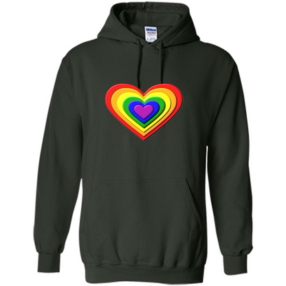 LGBT T-shirt Rainbow Heart T-shirt Forest Green