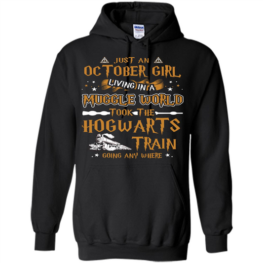 Harry Potter T-shirt Just An October Girl Living In A Muggle World Orange