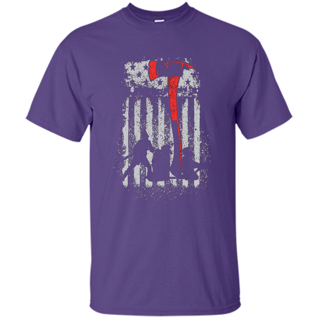 Firefighter With US Flag T-shirt Purple