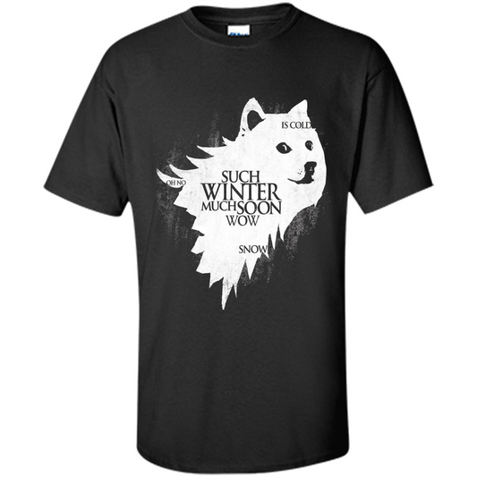 Such Winter Much Soon Dog Wolf T-shirt Black