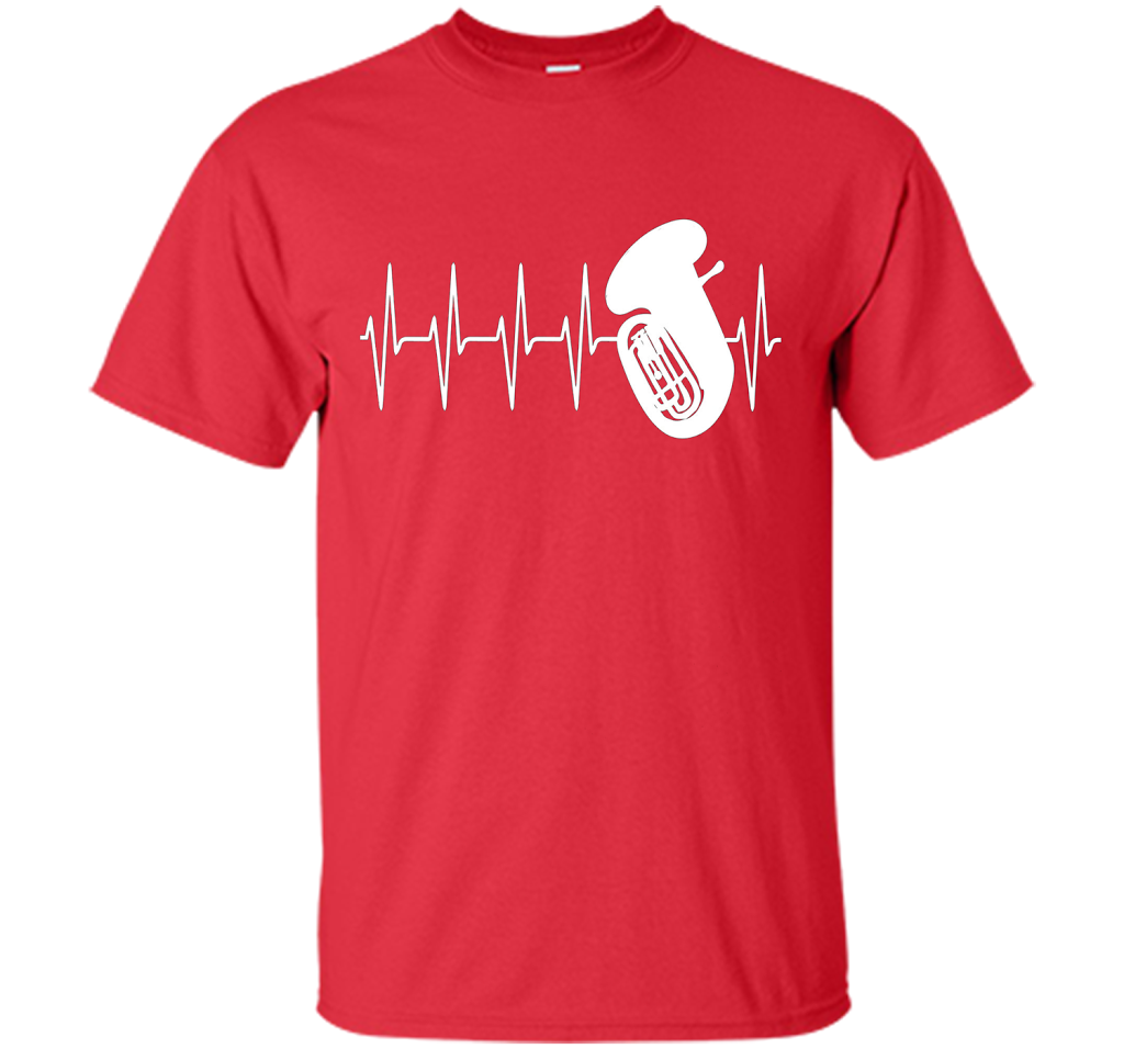 Sousaphone T-shirt Heartbeat Tube Sousaphone Red