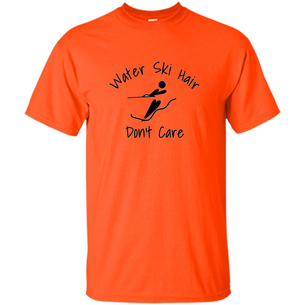 Water Ski Messy Hair Don't Care T-shirt Orange