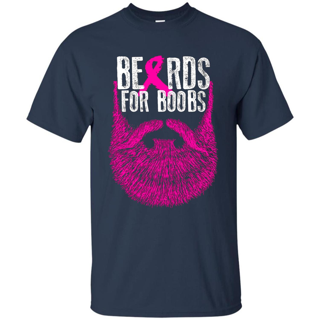 Beards For Boobs T-shirt Cancer Awareness T-shirt Navy