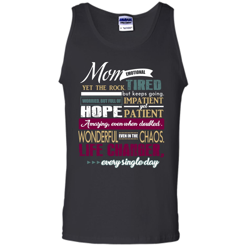 Mothers Day T-shirt Mom Emotional Yet The Rock Tired T-shirt Black