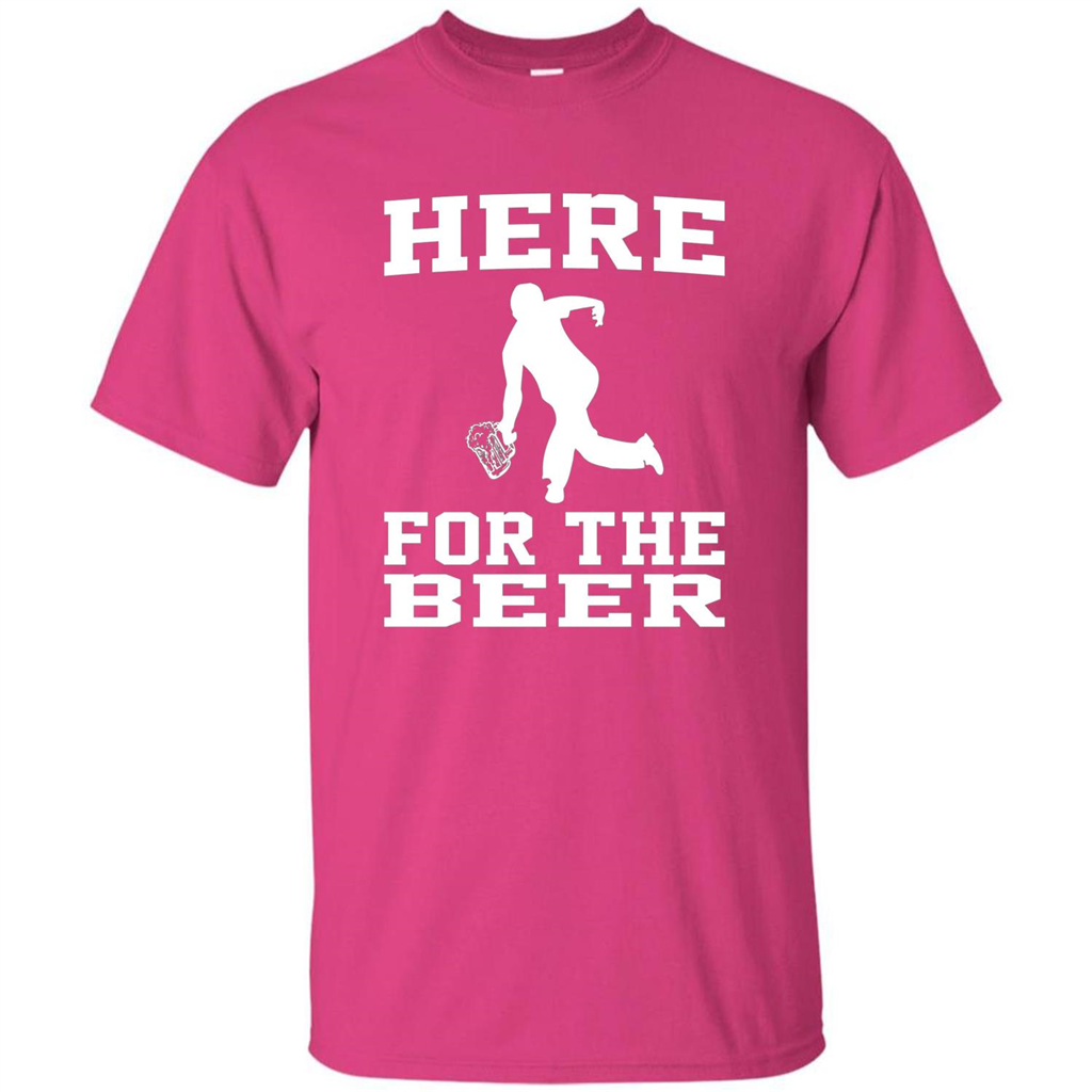 Funny Bowling Drinking Shirt Here For The Beer T-shirt Heliconia