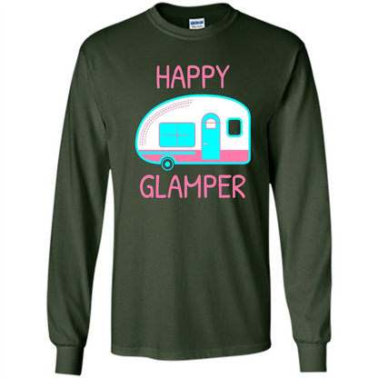 Happy Glamper - Glamping Camping Gift Idea T-Shirt Forest Green