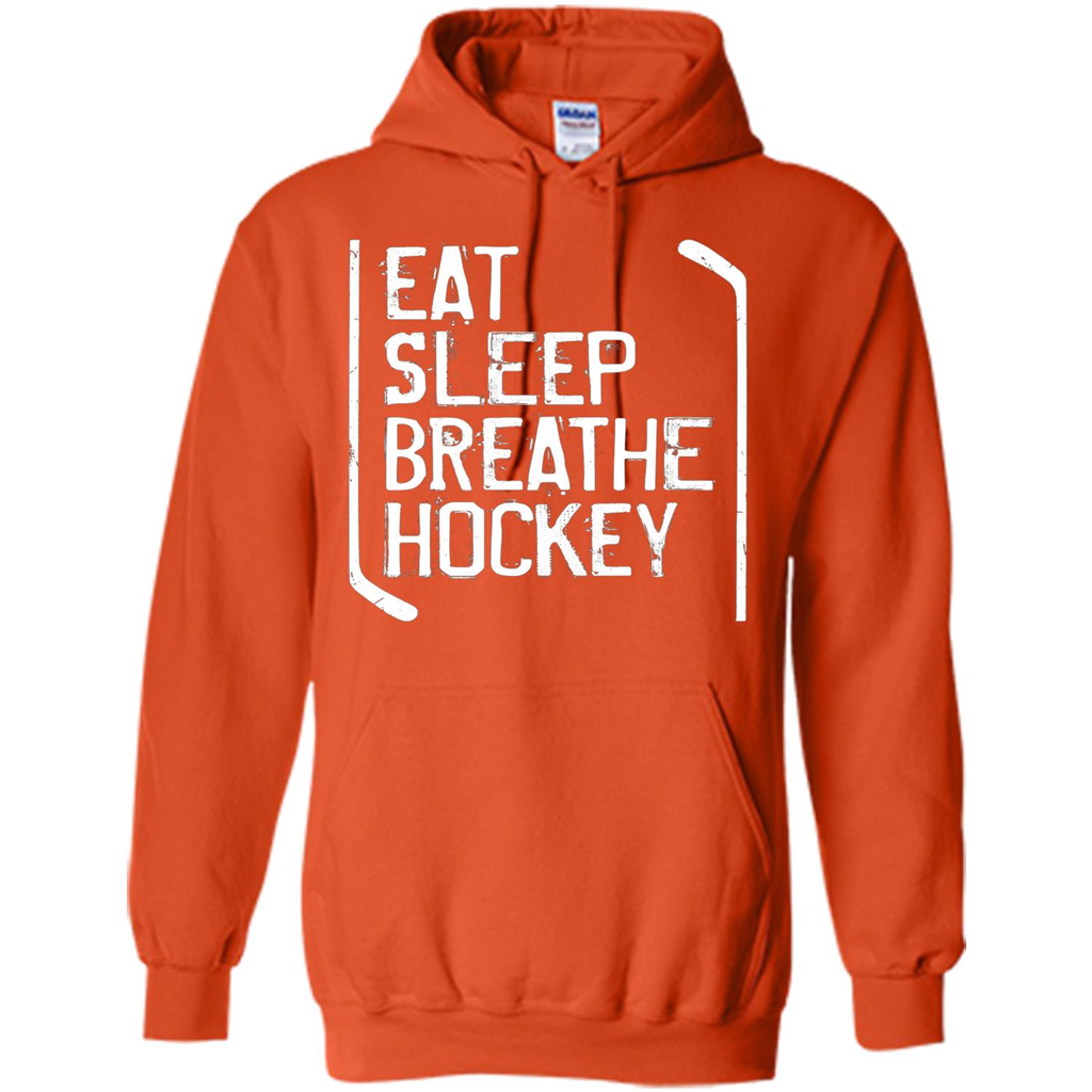 Funny Hockey T-shirt Eat Sleep Breathe Hockey T-Shirt Orange