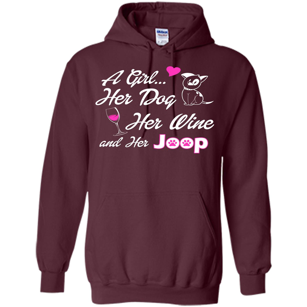 Dog T-shirt A Girl Her Dog Her Wine And Her Joop T-shirt Maroon