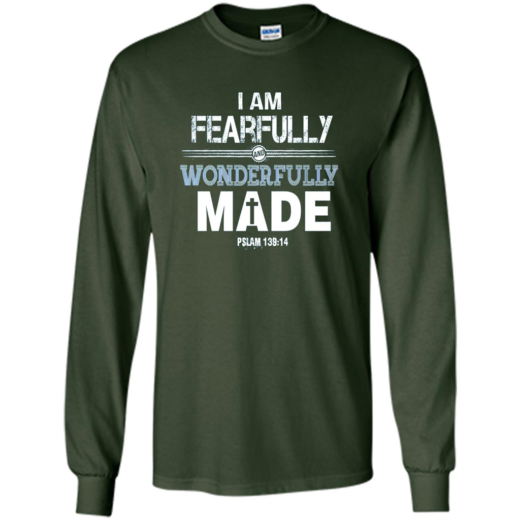 Christian T-shirt I Am Fearfully And Wonderfully Made Forest Green