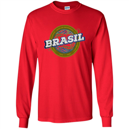 BRAZIL Brasil Independence Day Badge T-shirt Red
