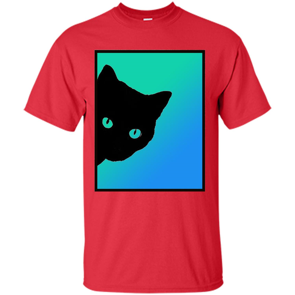 Cat Lover T-shirt Black Cat Blue Green T-shirt Red