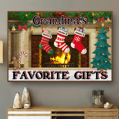 Favorite Socks Christmas Gift For Grandparents - Personalized Custom Poster