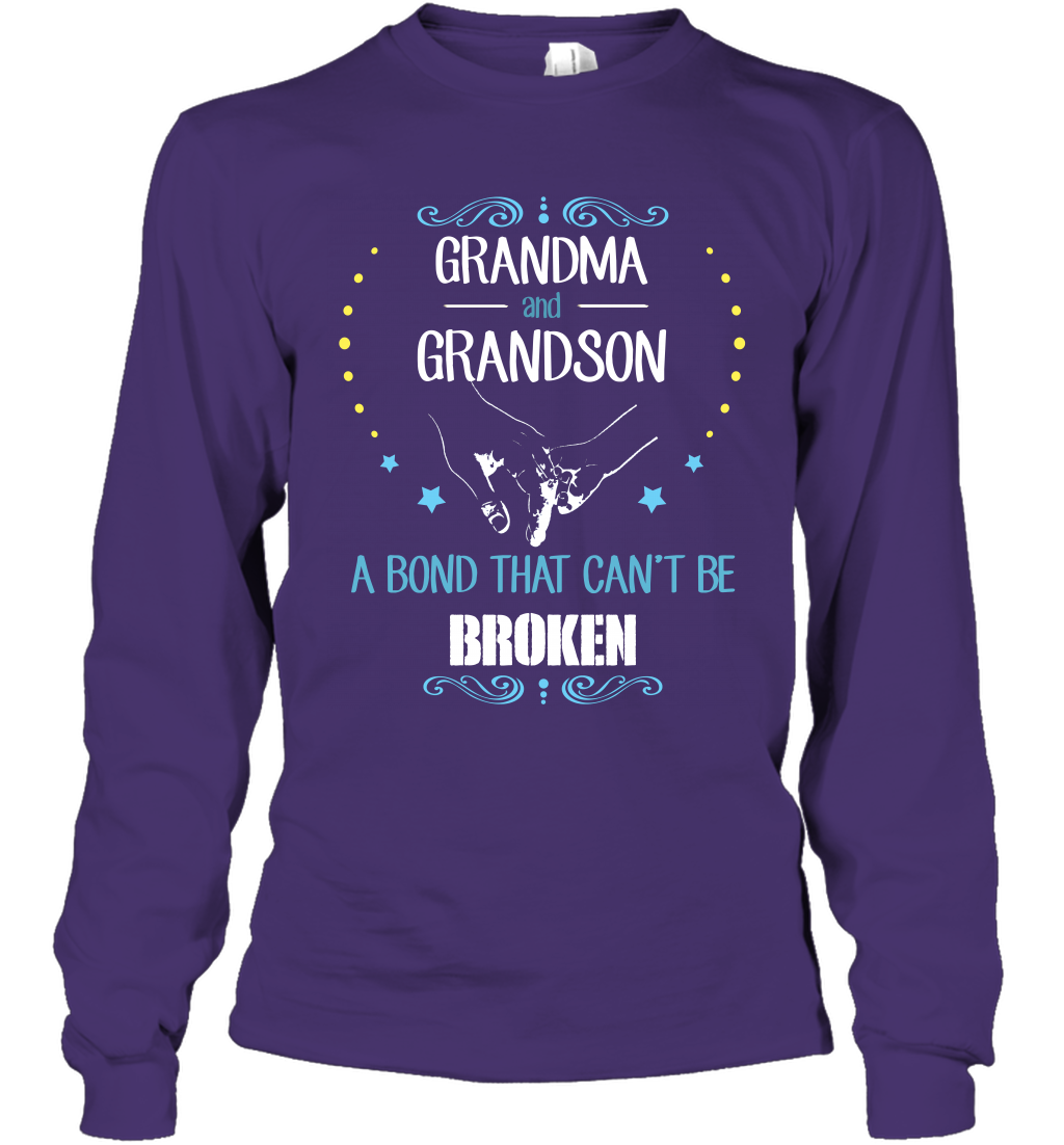 Grandma And Grandson A Bond Cant Be Broken Shirt Long Sleeve T-Shirt Long Sleeve T-Shirt Purple