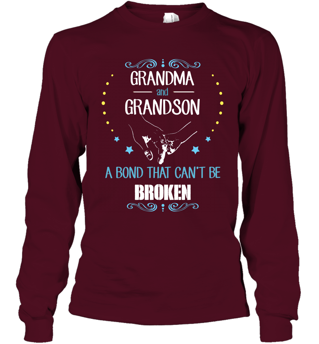 Grandma And Grandson A Bond Cant Be Broken Shirt Long Sleeve T-Shirt Long Sleeve T-Shirt Maroon