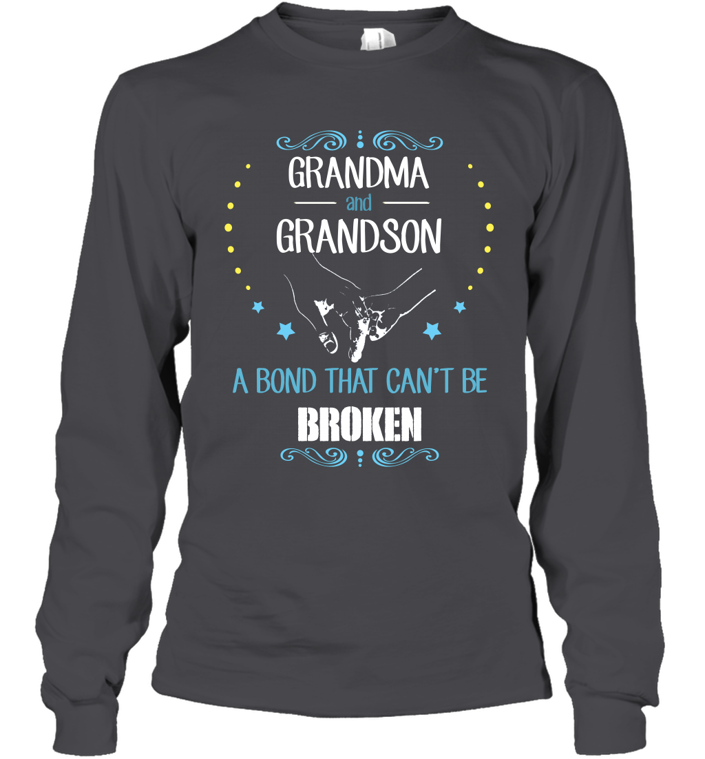 Grandma And Grandson A Bond Cant Be Broken Shirt Long Sleeve T-Shirt Long Sleeve T-Shirt Dark Heather